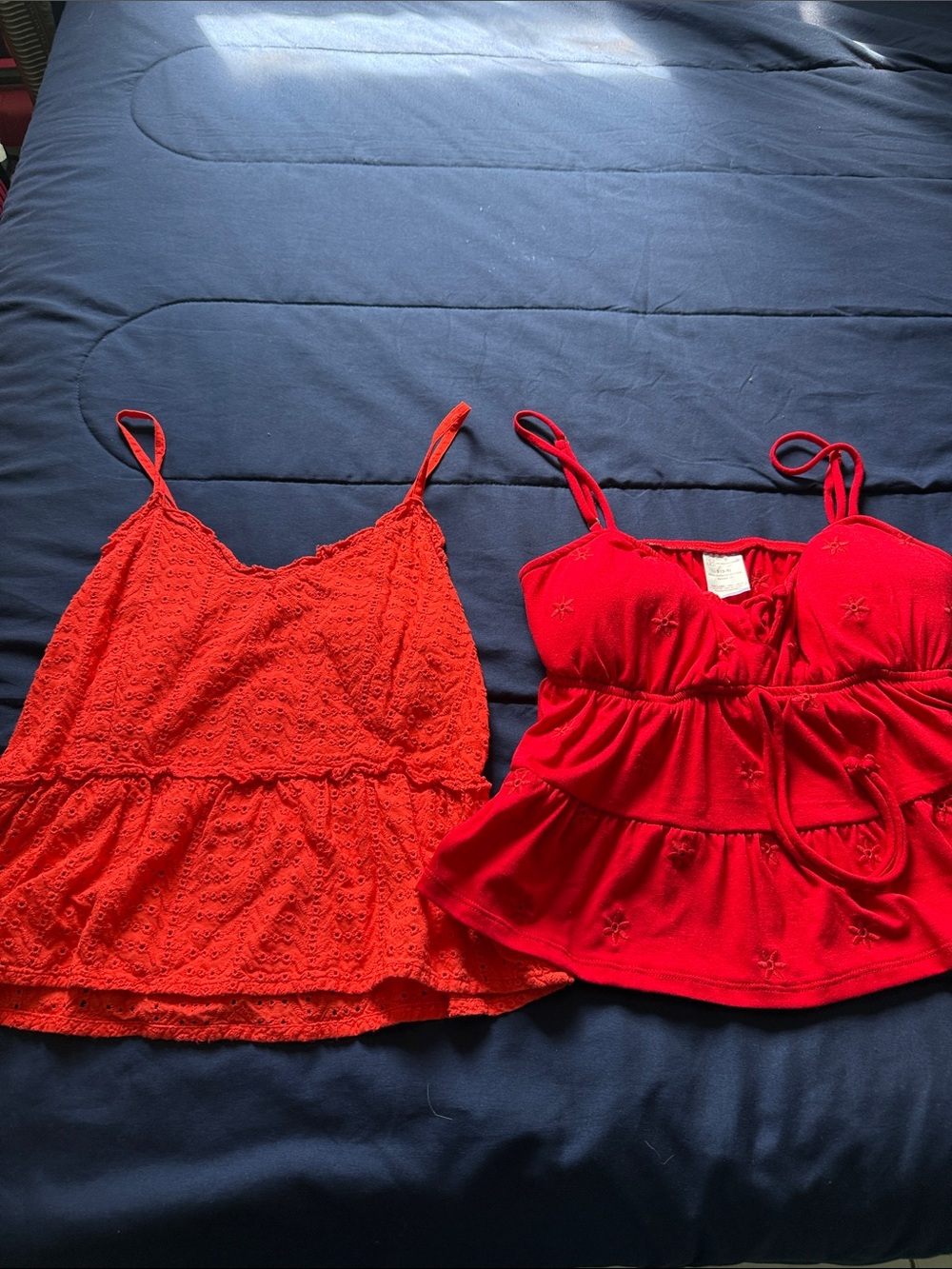 Women’s Red Lace & Knit Tank Tops - Sleeveless Intimates Set